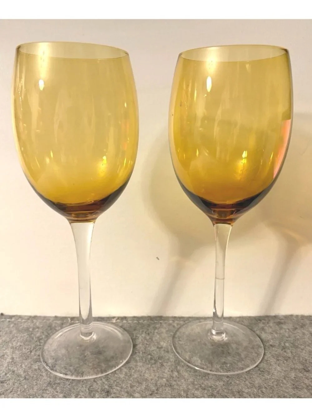 Set of 2 Amber and clear 8.5